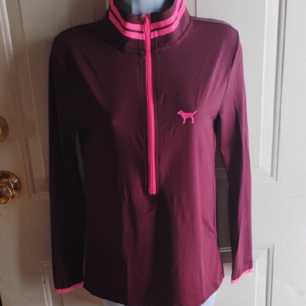 PINK Victoria's Secret Burgundy Pullover with Light Pink Details